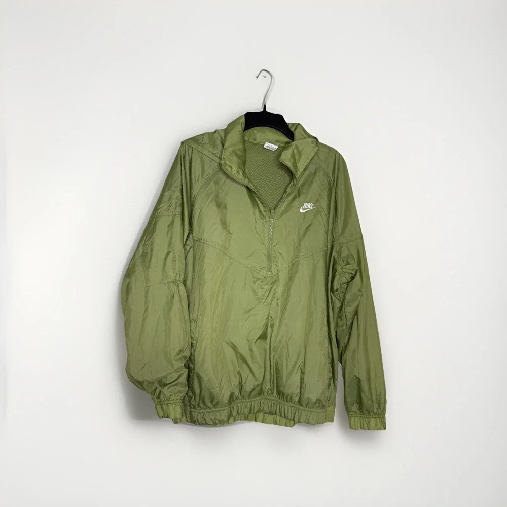Nike Mens Nike Green Pullover Windbreaker Perf LIned Breathable Hood Size L